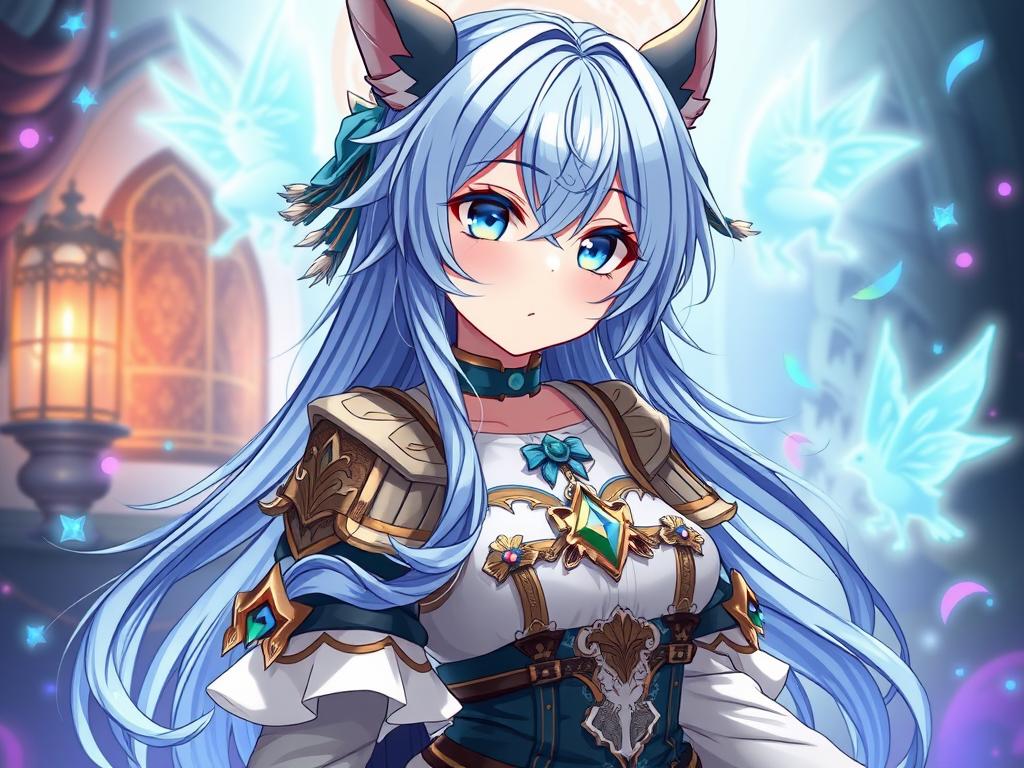 AI-generated anime-style character with detailed features in a fantasy setting