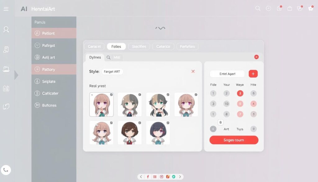 AIHentaiArt generator interface showing anime style customization