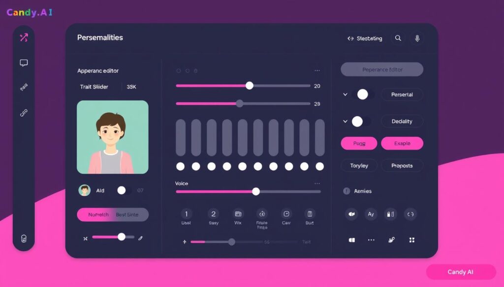 Candy.AI app showing detailed personality customization for Spicy AI Chat Apps