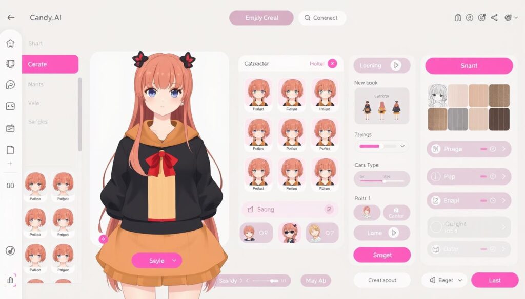 Candy.AI hentai generator showing character creation process