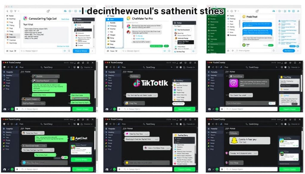 Collection of various fake text message generators showing different platforms and styles