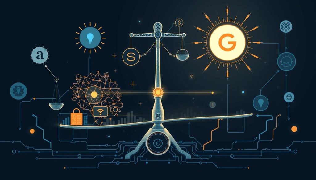 Conceptual illustration representing ethical considerations in AI art generation
