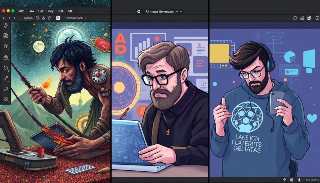 Different user personas using uncensored AI image generators for various creative purposes with the best uncensored AI image generator