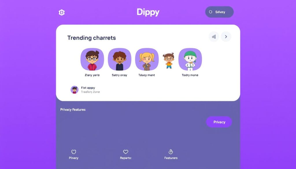 Dippy app showing trending character selection for Spicy AI Chat Apps