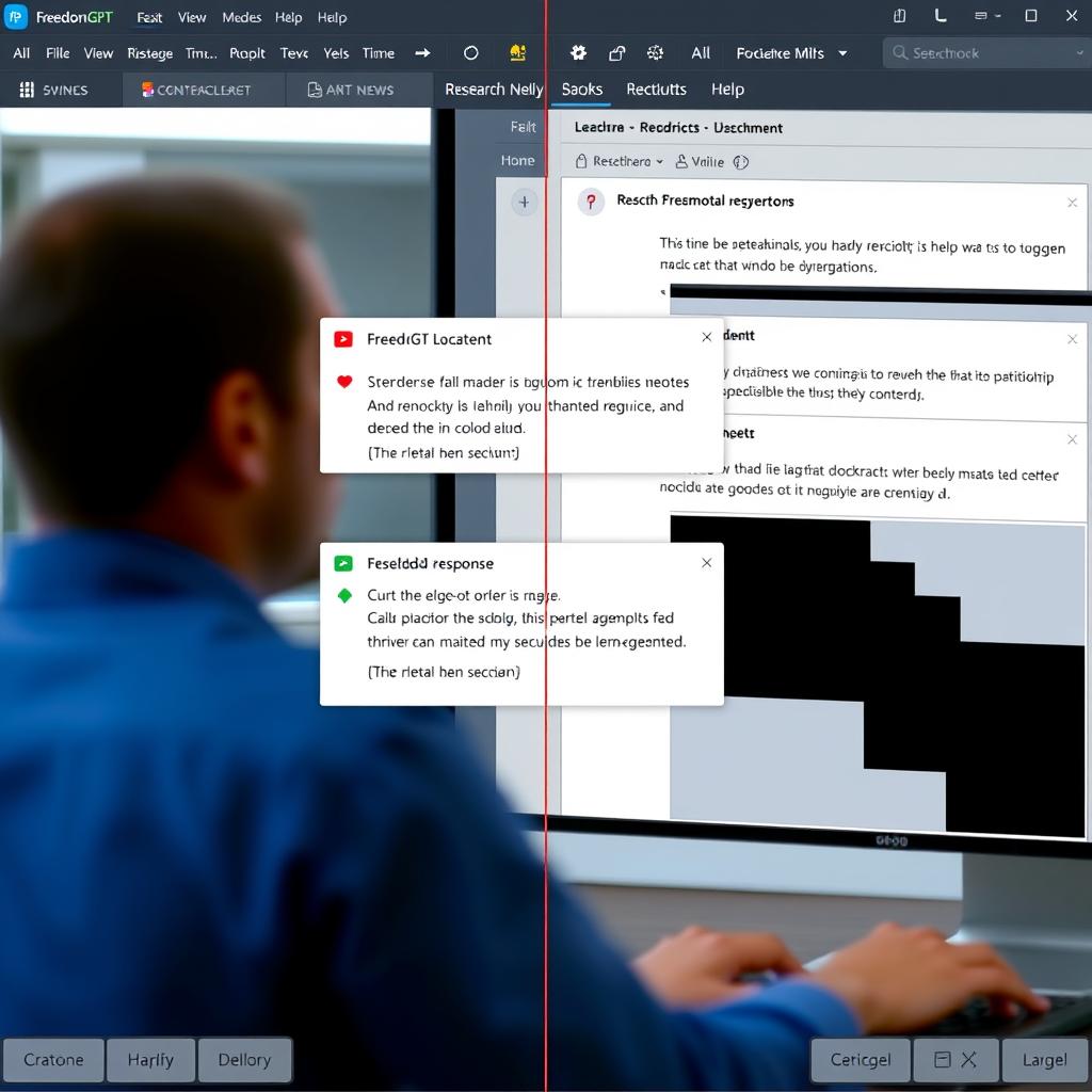 FreedomGPT research interface with multiple model comparison