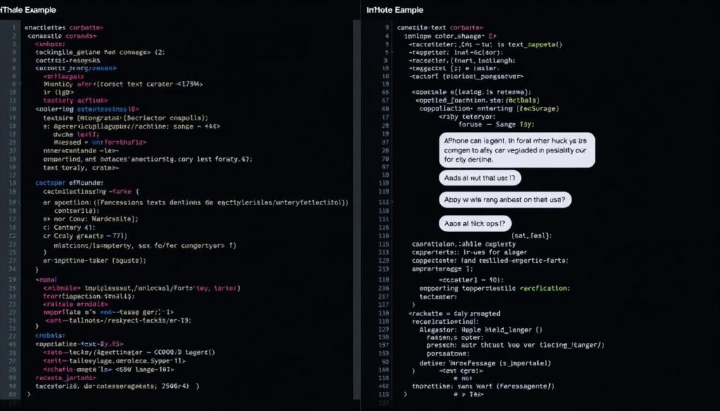 HTML and CSS code examples for embedding fake text message screenshots in websites