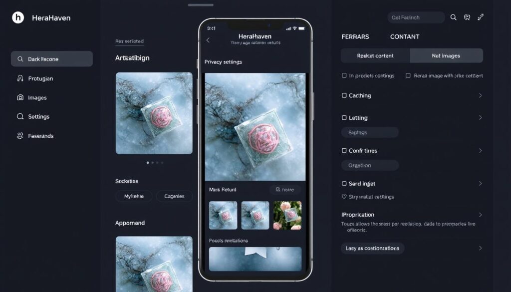 HeraHaven app interface showing AI image generation options for Spicy AI Chat Apps