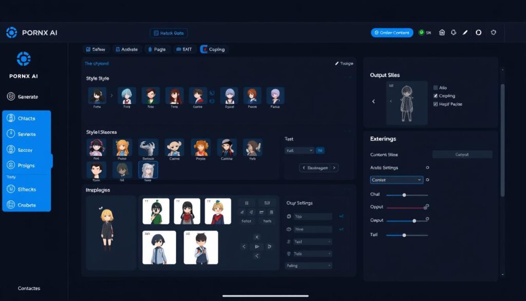 PORNX AI interface showing various generation options and styles