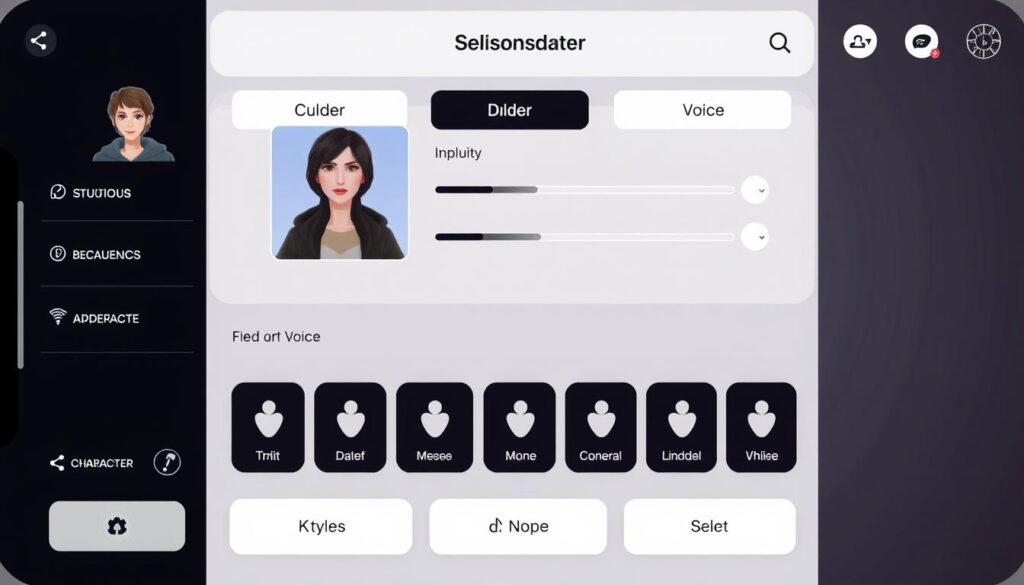 Secret Desires app showing character customization screen for Spicy AI Chat Apps