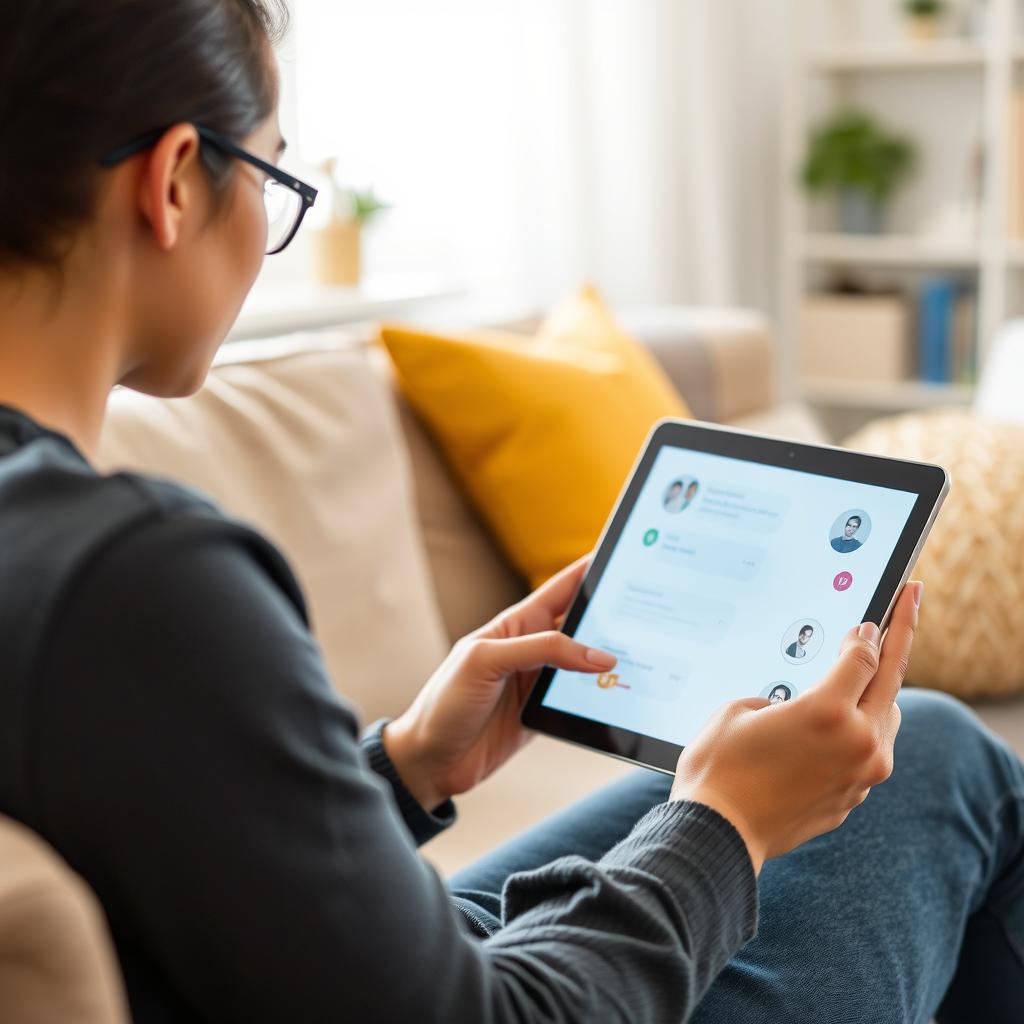 User practicing social interaction with AI companion