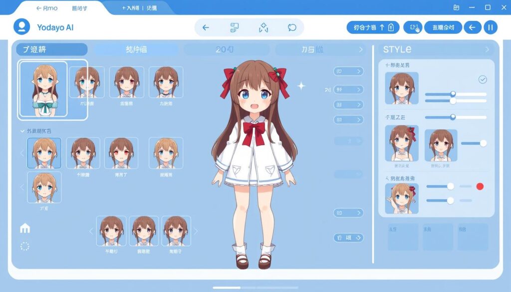 Yodayo AI hentai generator showing anime character customization options