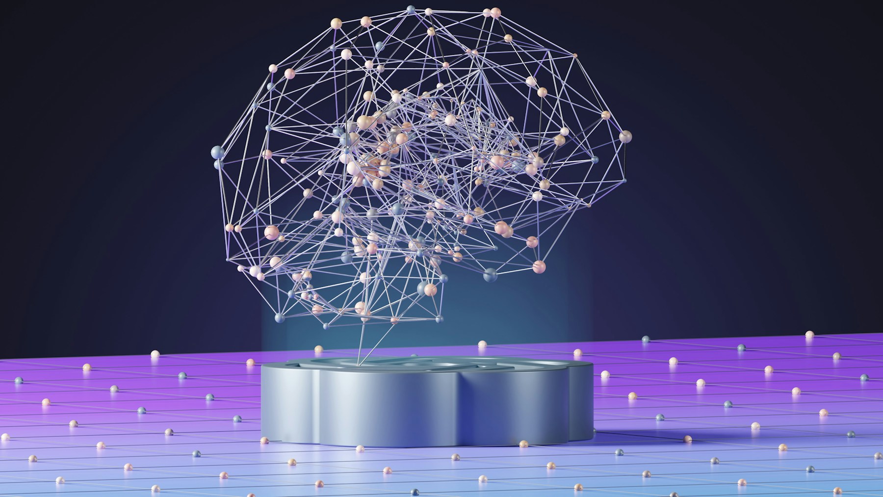 Abstract sphere of connected points representing AI companions